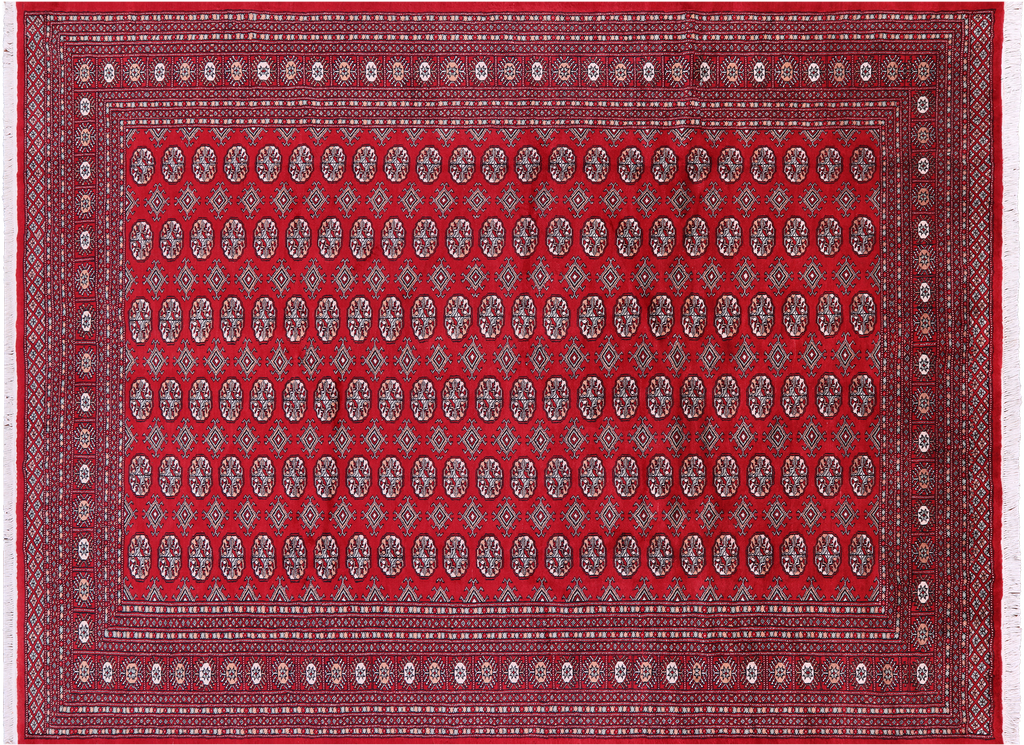 Red 8' 0" X 10' 4" Silky Bokhara Hand-Knotted Wool Rug - Q23764