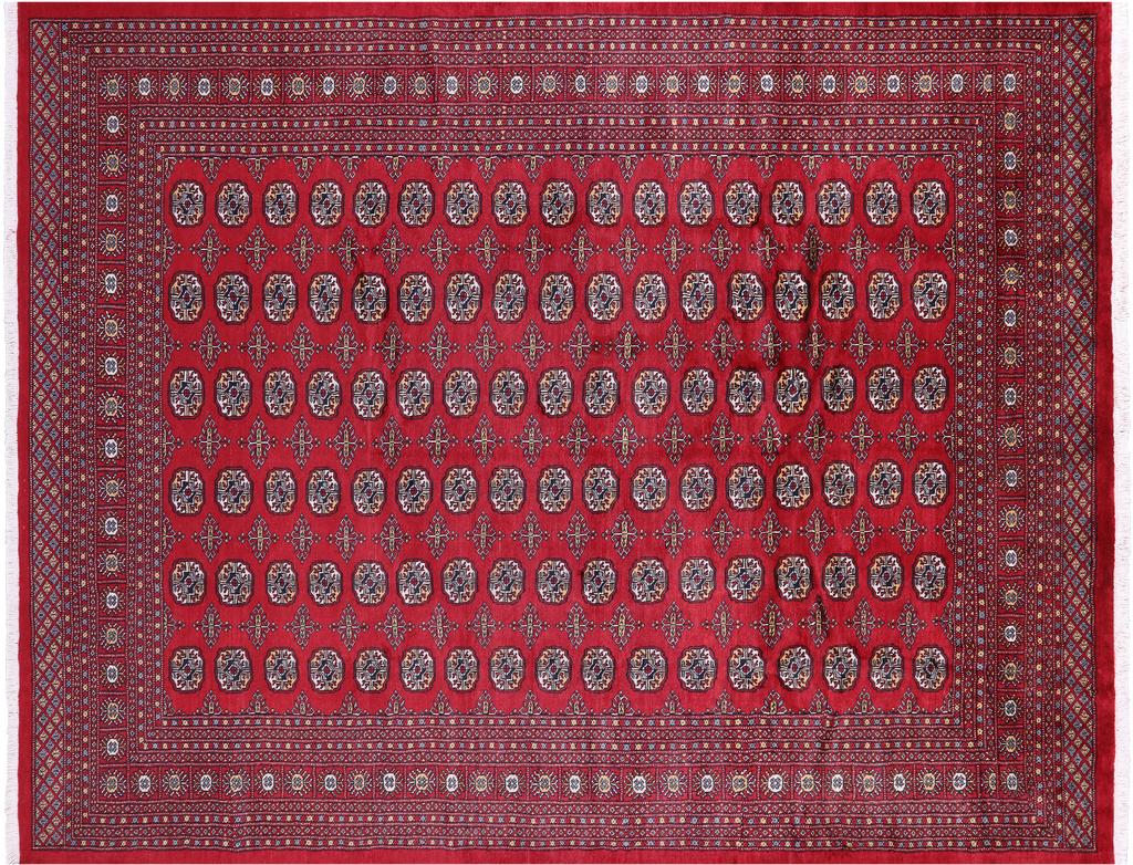 Red 8' 1" X 10' 3" Silky Bokhara Hand-Knotted Wool Rug - Q23768