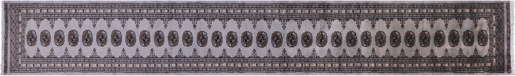 Grey Runner Silky Bokhara Hand-Knotted Wool Rug 2' 1" X 14' 0" - Q23769