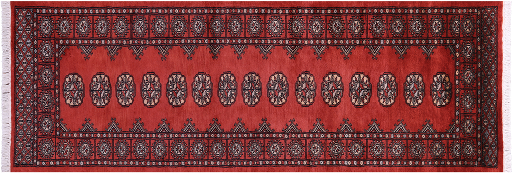 Rust 2' 7" X 7' 6" Runner Silky Bokhara Hand-Knotted Wool Rug - Q23770