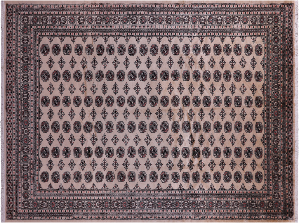 Ivory Silky Bokhara Hand-Knotted Wool Rug 9' 2" X 12' 2" - Q23773