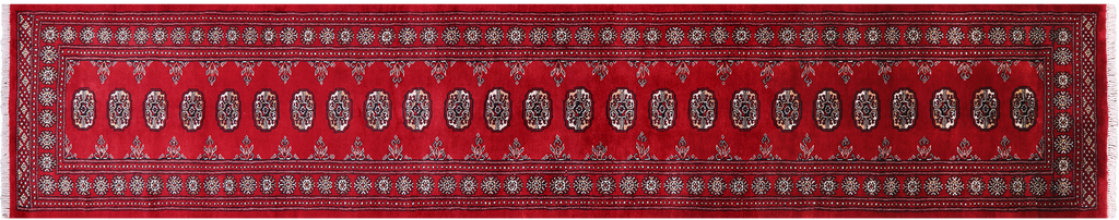 Red Runner Silky Bokhara Handmade Wool Rug 2' 7" X 13' 3" - Q23778