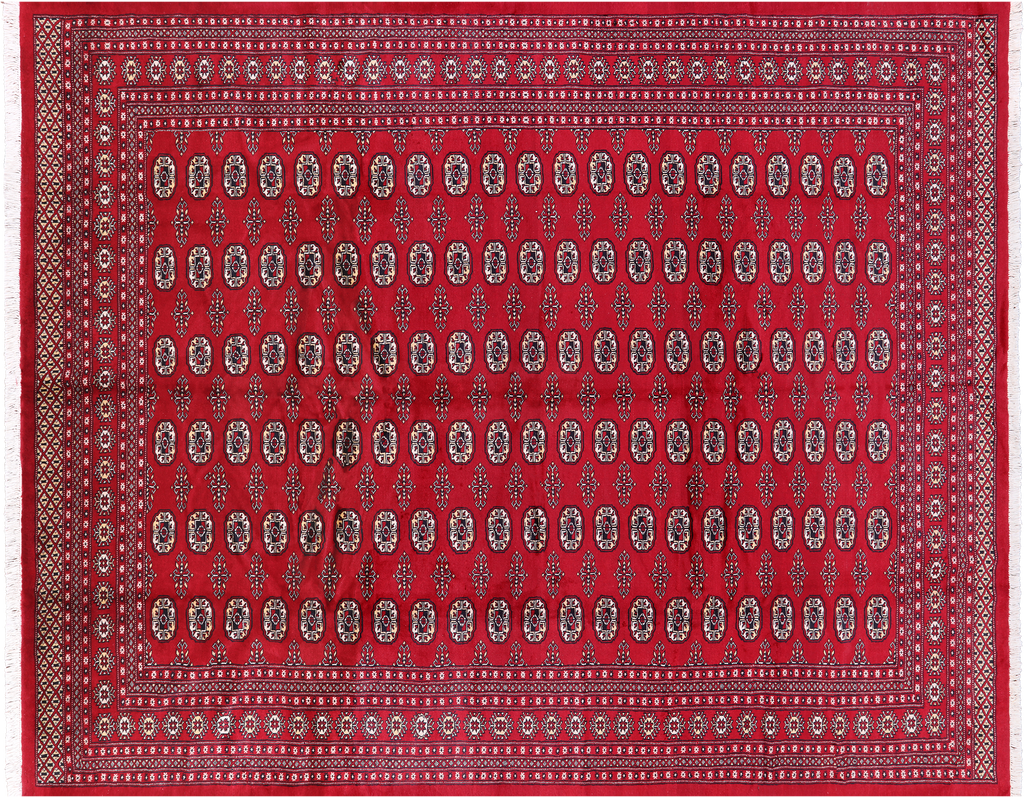 Red 9' 0" X 11' 8" Silky Bokhara Hand-Knotted Wool Rug - Q23779