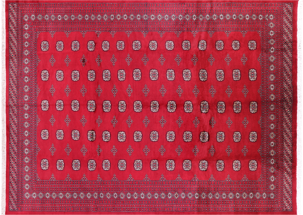 Red Silky Bokhara Handmade Wool Rug 9' 0" X 11' 9" - Q23784