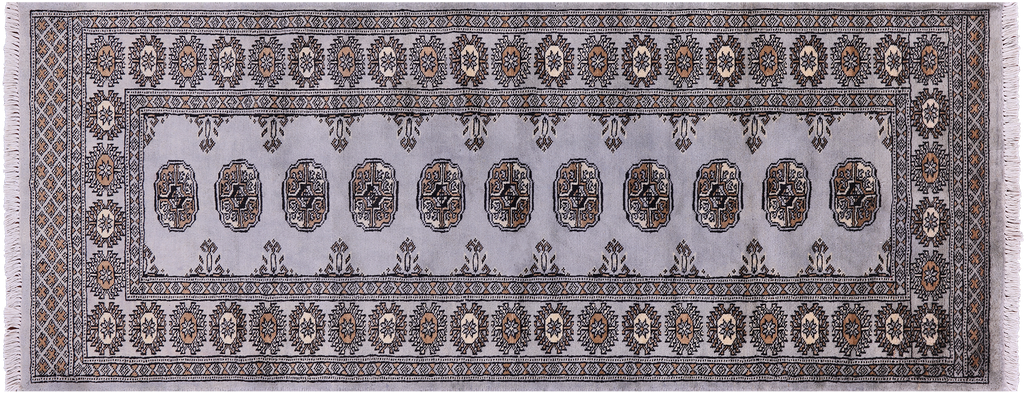Grey Runner Silky Bokhara Hand-Knotted Wool Rug 2' 7" X 6' 7" - Q23788