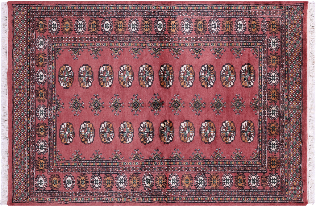 Rust 4' 2" X 6' 1" Silky Bokhara Hand-Knotted Wool Rug - Q23797