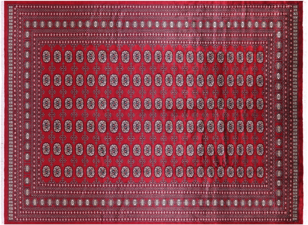 Red 8' 0" X 10' 10" Silky Bokhara Hand-Knotted Wool Rug - Q23802