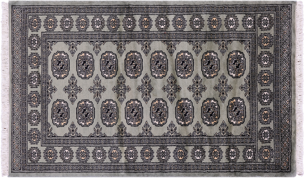Green Silky Bokhara Handmade Wool Rug 3' 0" X 5' 0" - Q23810