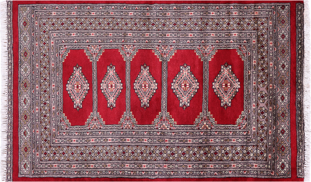 Red 3' 0" X 4' 10" Silky Bokhara Hand-Knotted Wool Rug - Q23811