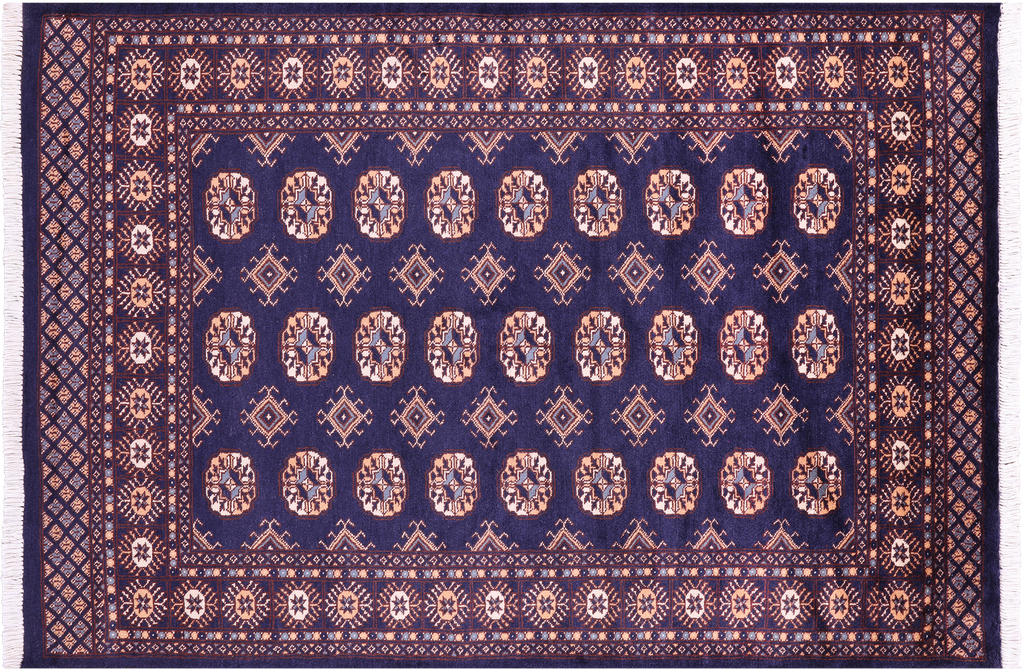 Navy Blue Silky Bokhara Handmade Wool Rug 4' 4" X 6' 3" - Q23815