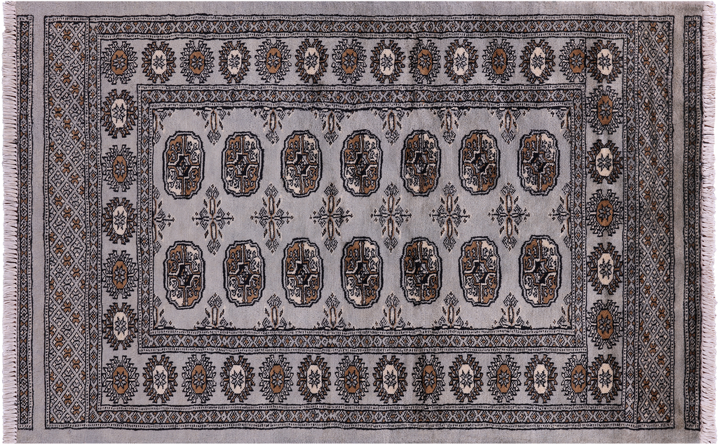 Grey Silky Bokhara Handmade Wool Rug 3' 0" X 4' 7" - Q23820