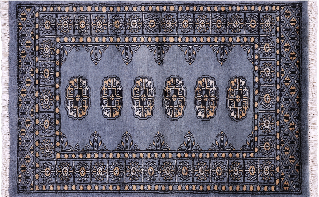 Blue Silky Bokhara Handmade Wool Rug 2' 2" X 3' 3" - Q23840