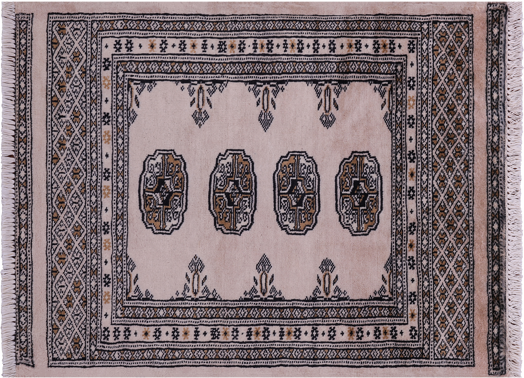 Ivory Silky Bokhara Hand-Knotted Wool Rug 2' 1" X 3' 1" - Q23846