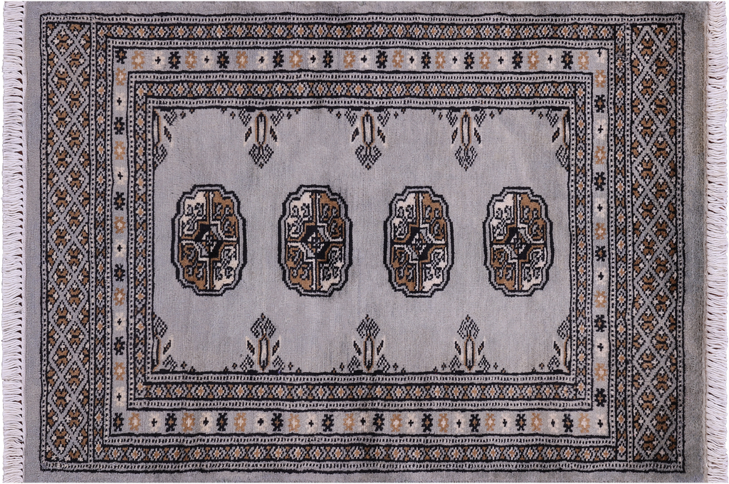 Grey Silky Bokhara Hand-Knotted Wool Rug 2' 0" X 3' 0" - Q23849