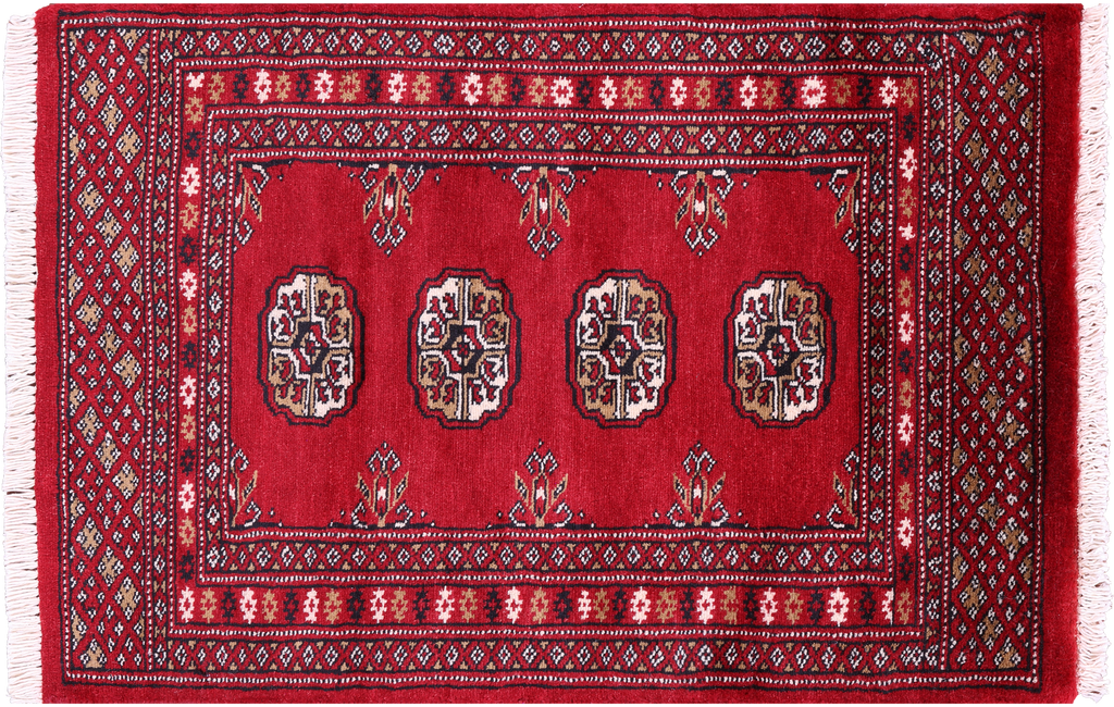 Red 2' 0" X 3' 0" Silky Bokhara Handmade Wool Rug - Q23850