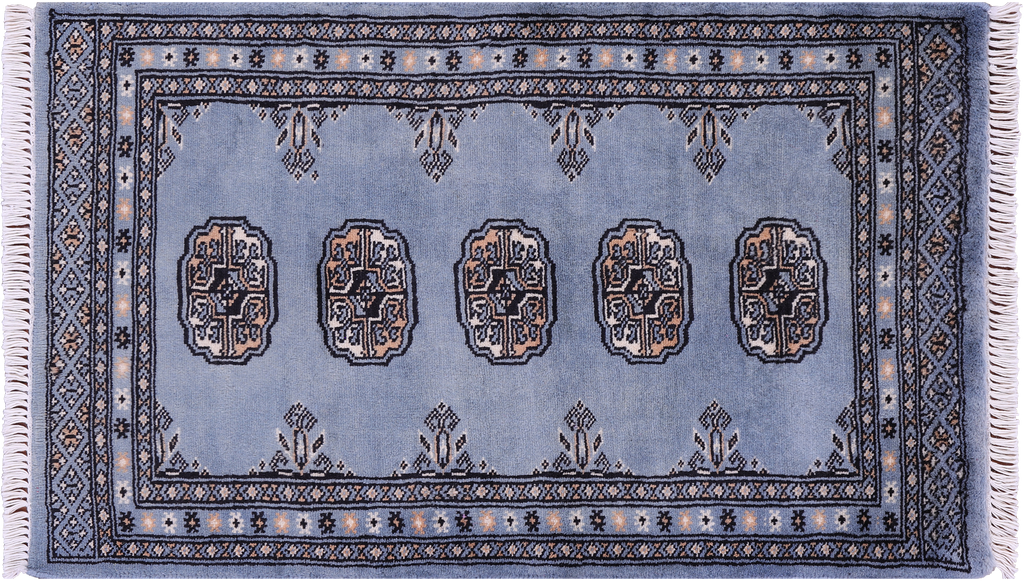 Blue Silky Bokhara Hand-Knotted Wool Rug 2' 0" X 3' 2" - Q23851
