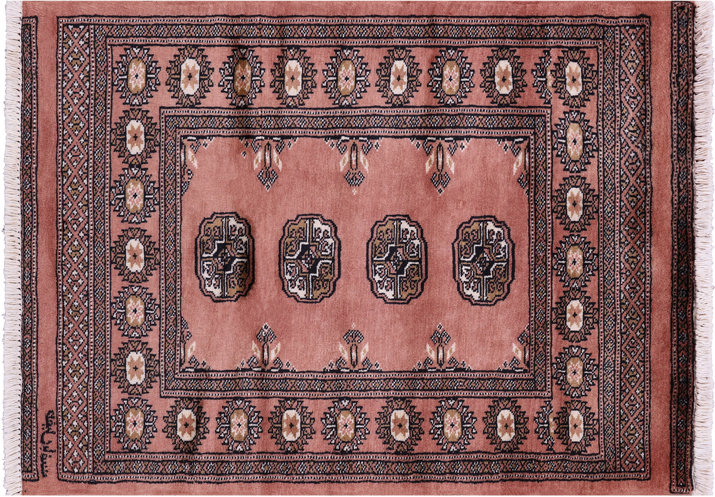 Rust Signed Silky Bokhara Hand-Knotted Wool Rug 2' 7" X 3' 6" - Q23854