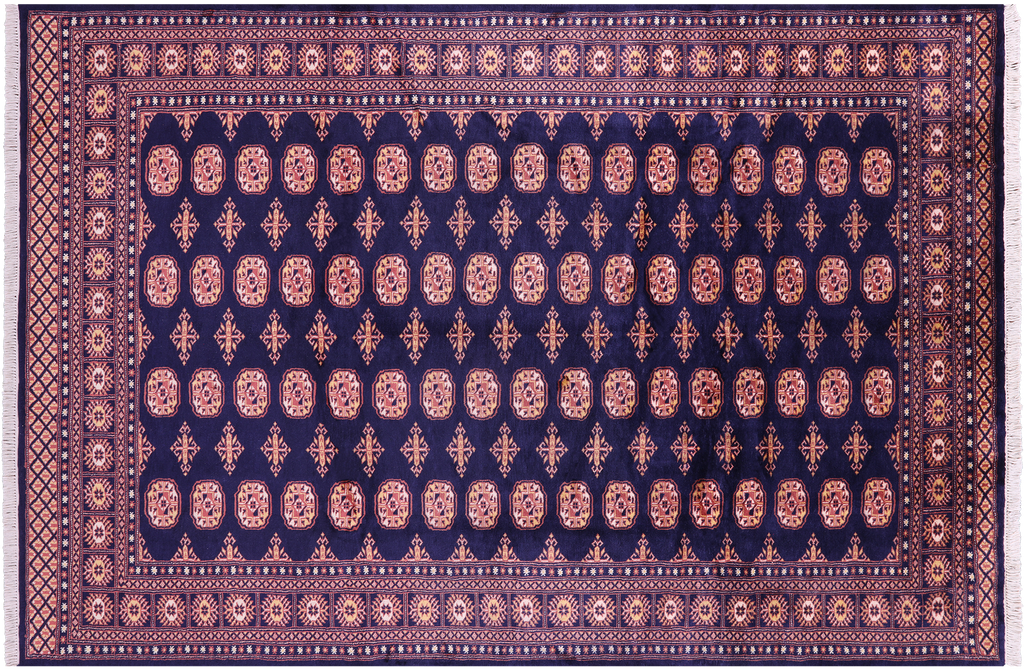 Navy Blue Silky Bokhara Hand-Knotted Wool Rug 6' 6" X 10' 0" - Q23864