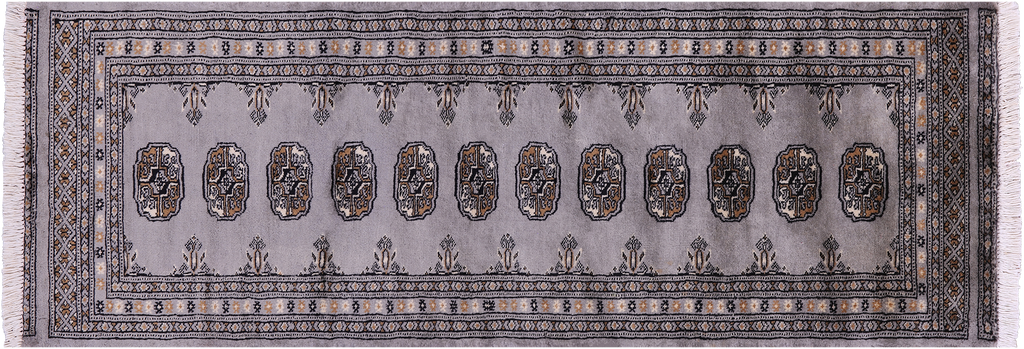 Grey 2' 1" X 5' 10" Runner Silky Bokhara Handmade Wool Rug - Q23876