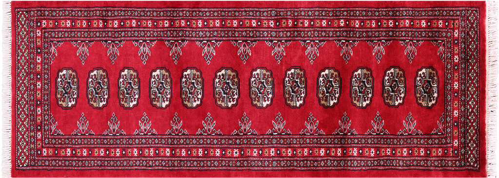 Red Silky Bokhara Handmade Wool Runner Rug 2' 1" X 5' 10" - Q23877