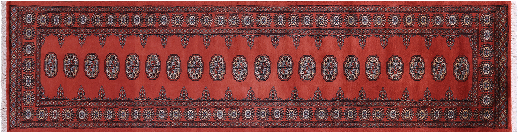 Rust 2' 6" X 10' 1" Runner Silky Bokhara Handmade Wool Rug - Q23881