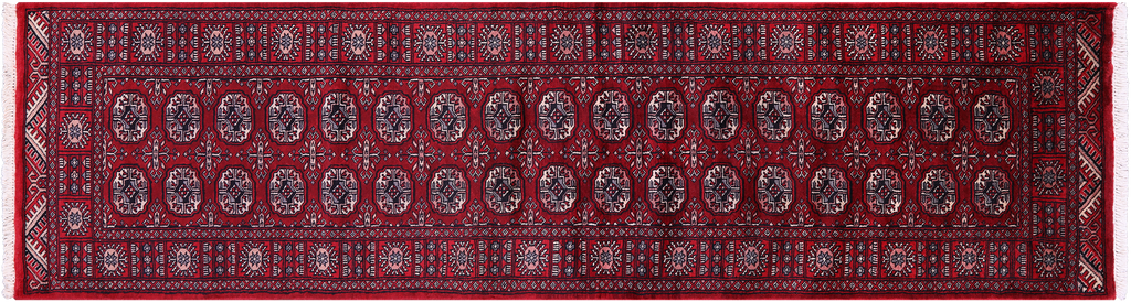 Red Runner Silky Bokhara Hand-Knotted Wool Rug 2' 6" X 9' 3" - Q23887
