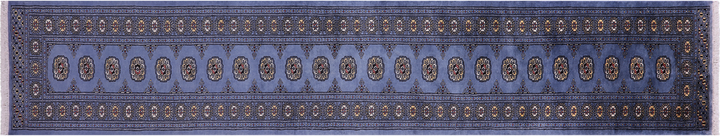 Blue Runner Silky Bokhara Handmade Wool Rug 2' 8" X 13' 6" - Q23893