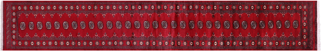 Red Runner Silky Bokhara Handmade Wool Rug 2' 7" X 16' 0" - Q23894
