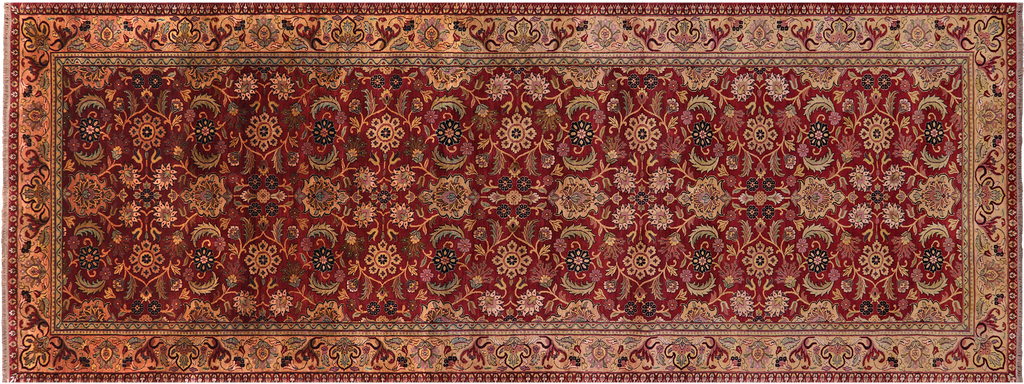 Red Persian Tabriz Hand-Knotted Wool Rug 6' 3" X 17' 7" - Q23902