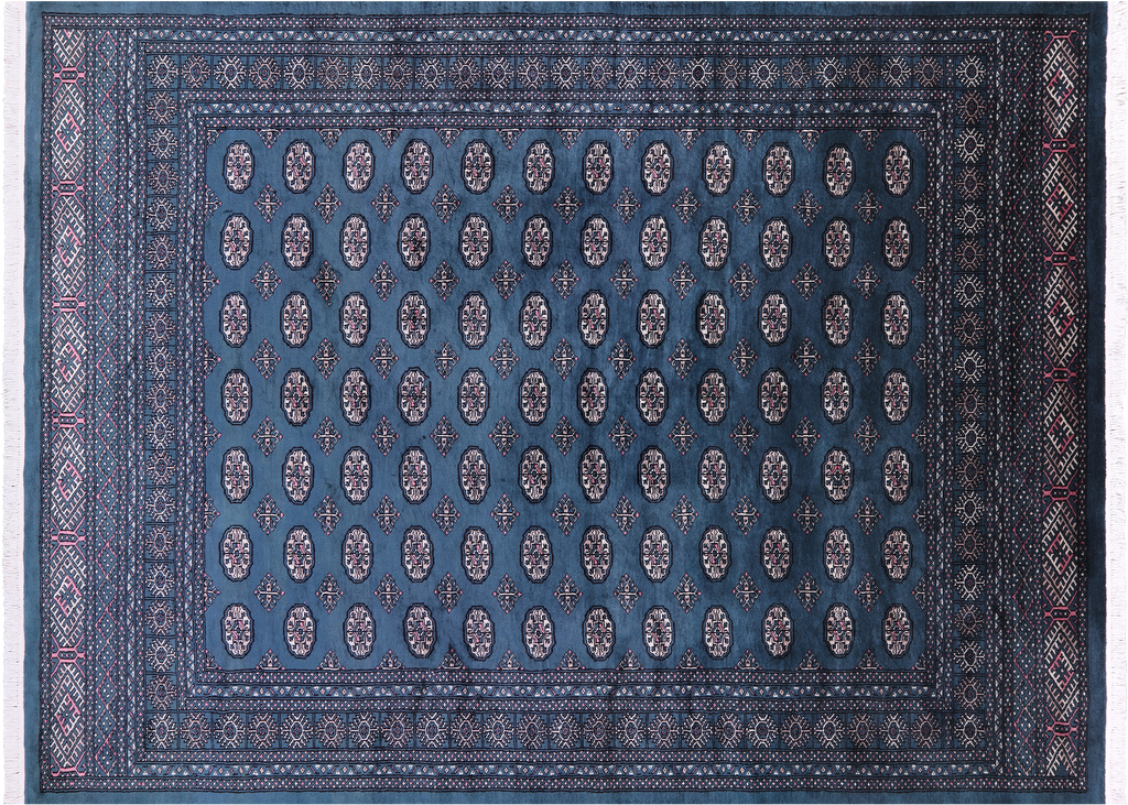 Green 8' 1" X 11' 0" Silky Bokhara Hand-Knotted Wool Rug - Q23905