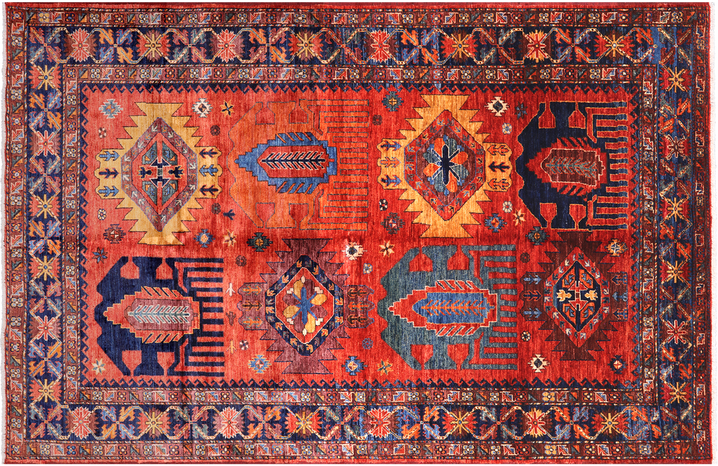 Rust Tribal Fine Serapi Hand Knotted Wool Rug 6' 1" X 9' 4" - Q23914