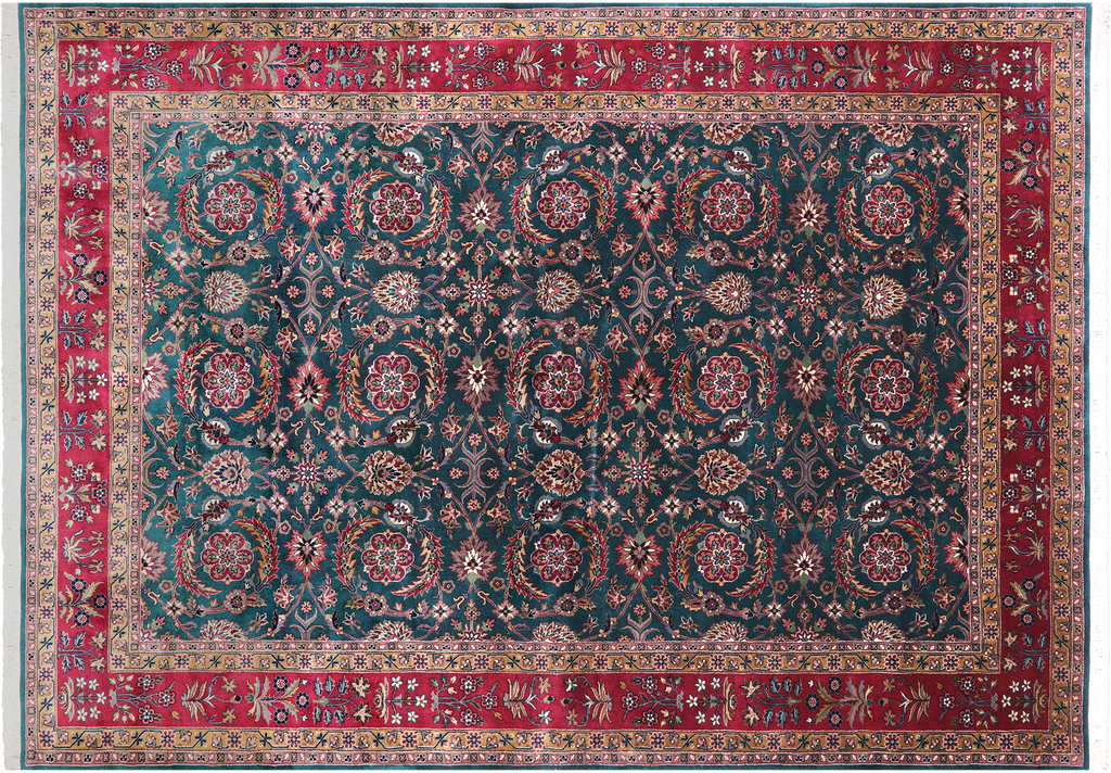 Emerald Green Persian Fine Tabriz Hand-Knotted Wool Rug 6' 4" X 9' 0" - Q23929