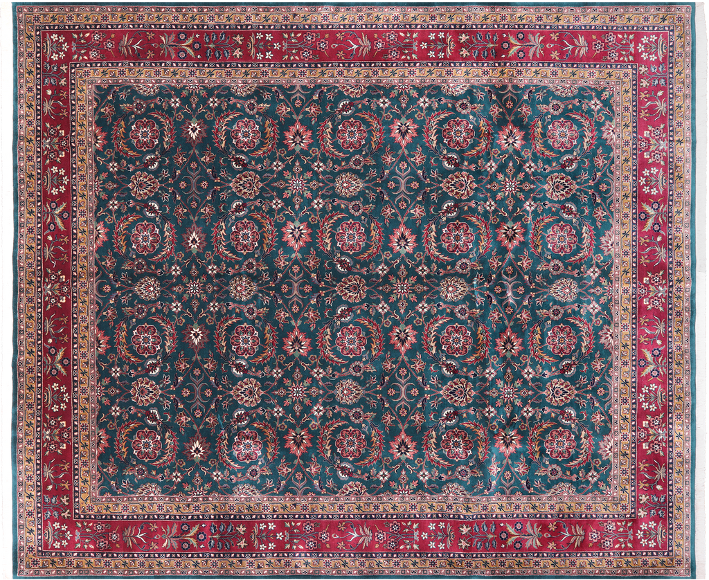 Emerald Green 7' 11" X 9' 9" Persian Fine Tabriz Handmade Wool Rug - Q23930