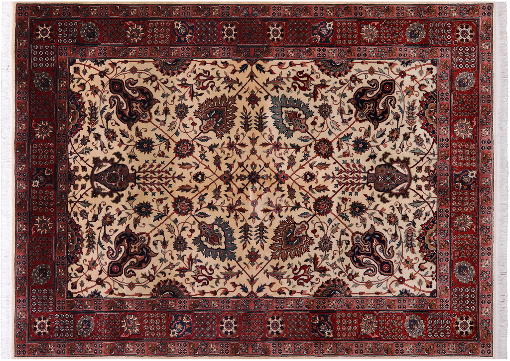 Beige Persian Fine Tabriz Handmade Wool Rug 4' 11" X 6' 10" - Q23934
