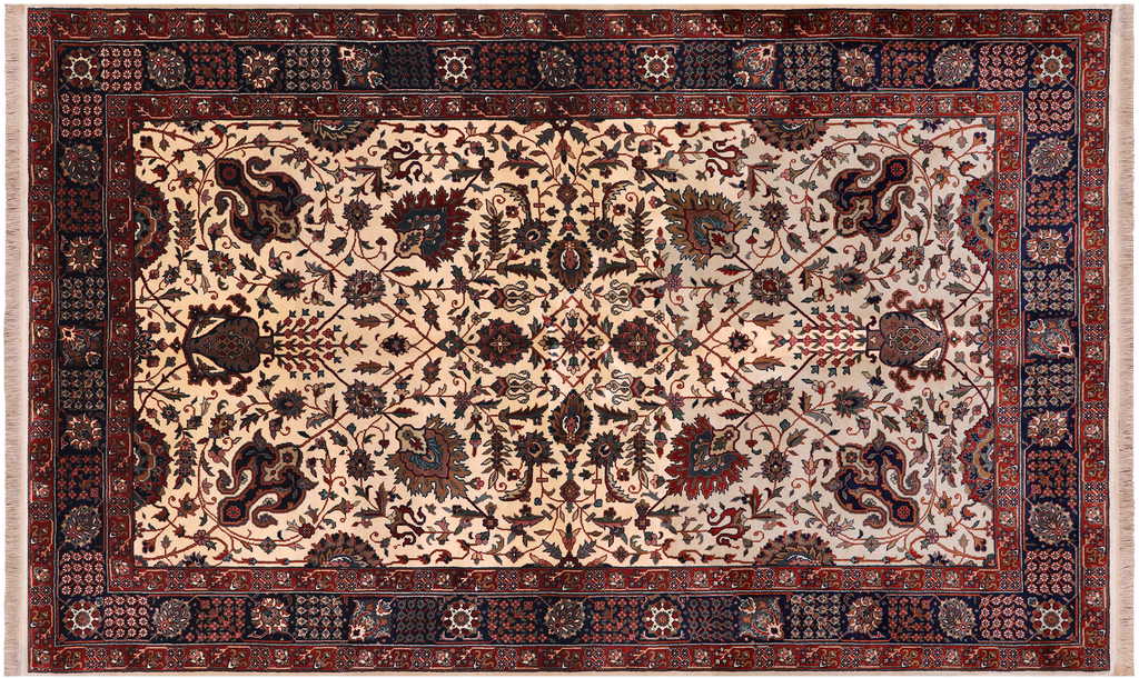 Beige 5' 1" X 8' 5" Persian Fine Tabriz Handmade Wool Rug - Q23937