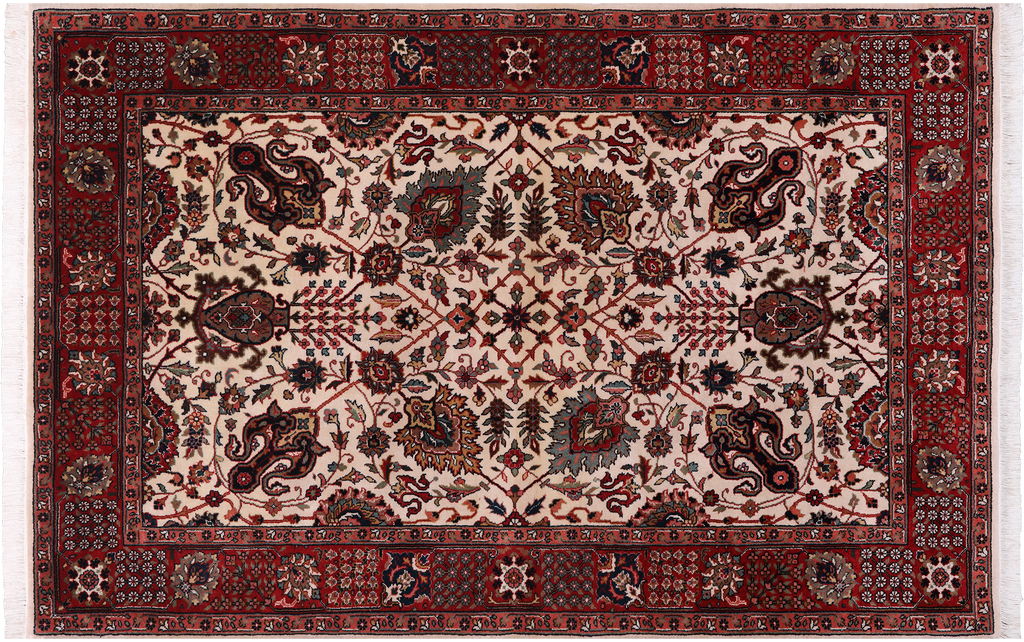 Beige 3' 11" X 6' 0" Persian Fine Tabriz Handmade Wool Rug - Q23938
