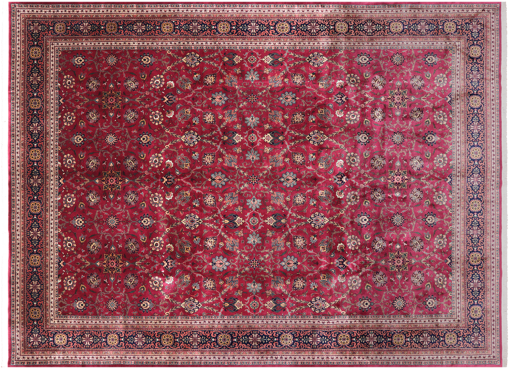 Wine/Navy Persian Fine Tabriz Handmade Wool Rug 10' 2" X 13' 10" - Q23946
