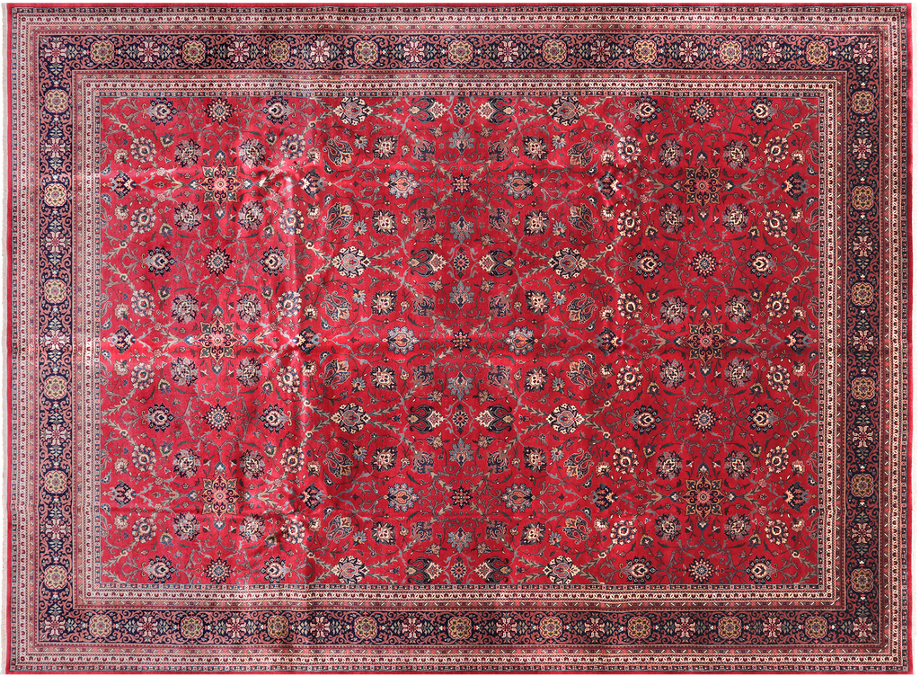 Red Persian Fine Tabriz Handmade Wool Rug 9' 11" X 13' 7" - Q23955