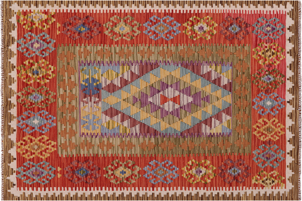 3' 10" X 5' 7" Reversible Kilim Flat Weave Wool On Wool Rug - Q23963