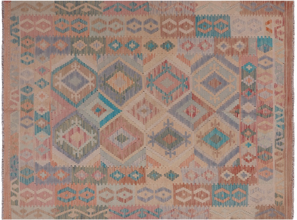 5' 0" X 6' 6" Reversible Kilim Flat Weave Wool On Wool Rug - Q23967