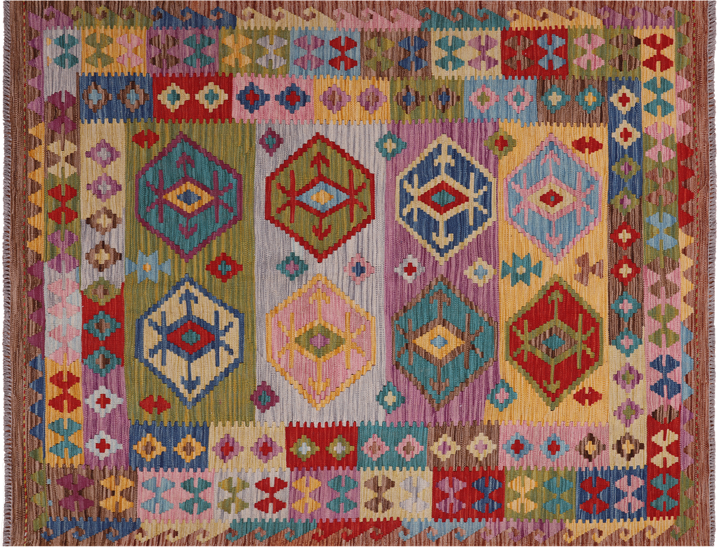 5' 0" X 6' 8" Reversible Kilim Flat Weave Wool On Wool Rug - Q23971