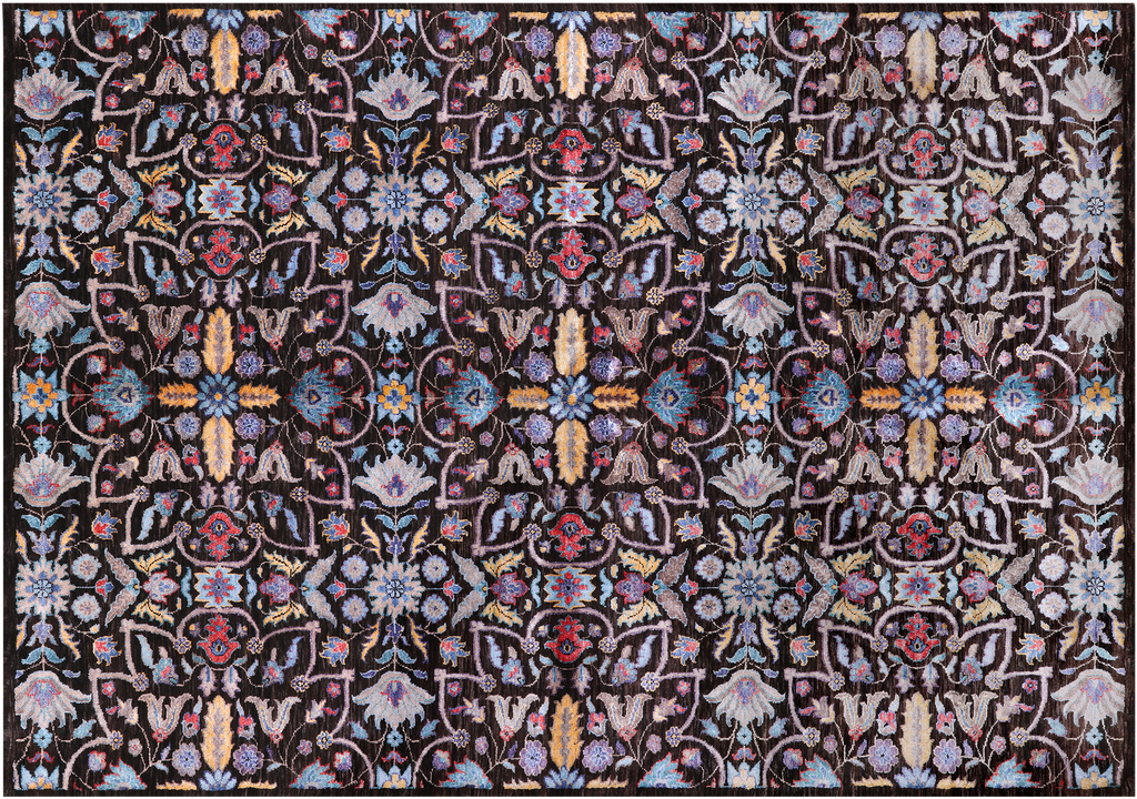 Brown Persian Tabriz Hand-Knotted Wool & Silk Rug 5' 7" X 7' 10" - Q23984