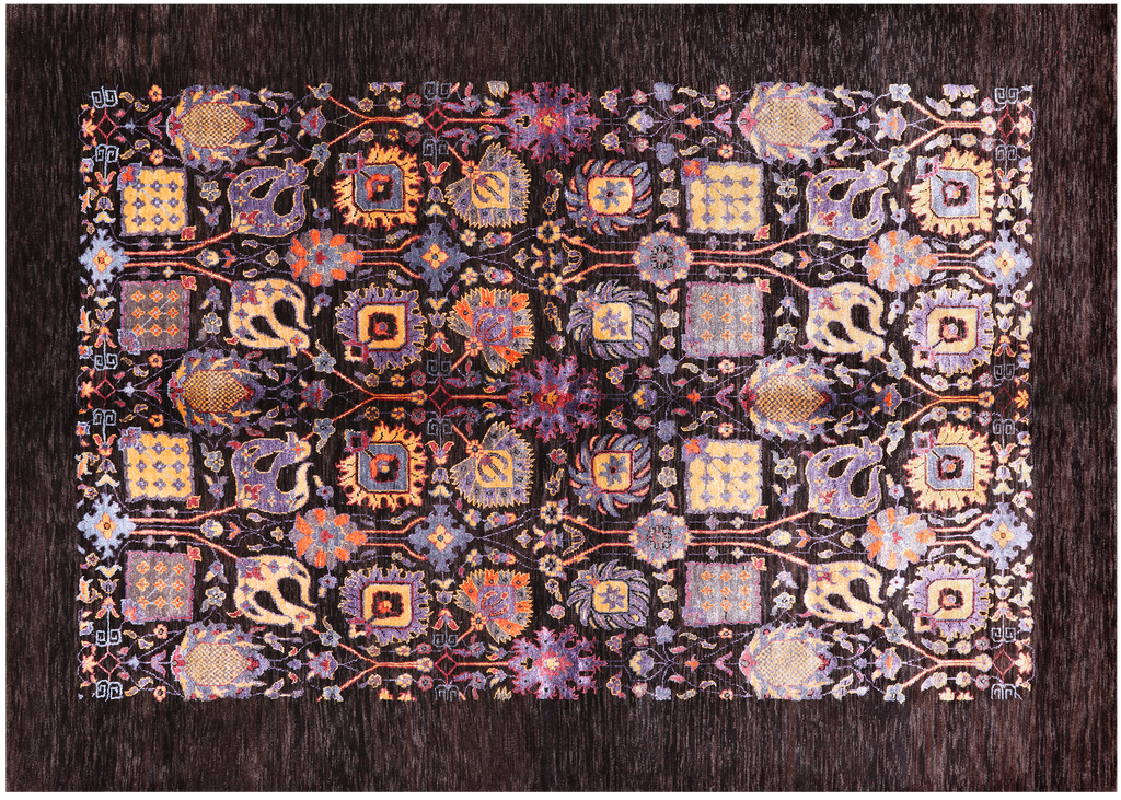 Brown Persian Tabriz Hand-Knotted Wool & Silk Rug 5' 8" X 7' 11" - Q23986