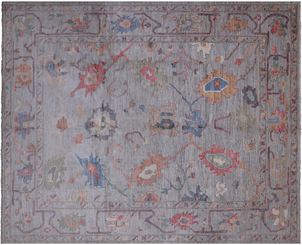 Grey 8' 0" X 9' 10" Turkish Angora Oushak Hand-Knotted Wool Rug - Q23989