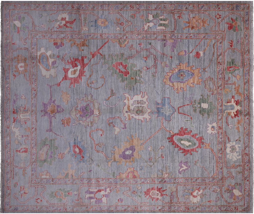Grey 8' 5" X 10' 1" Turkish Angora Oushak Hand Knotted Wool Rug - Q23992