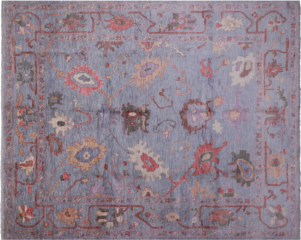 Blue 8' 1" X 10' 2" Turkish Angora Oushak Handmade Wool Rug - Q23993
