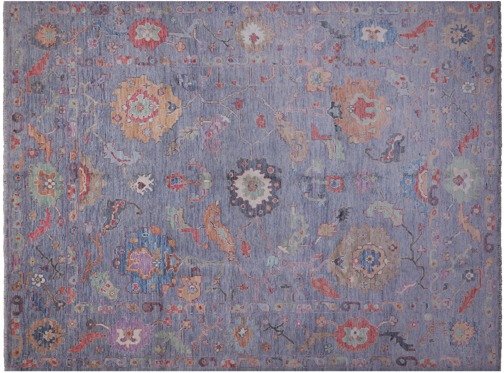 Blue/Grey 9' 0" X 11' 11" Turkish Angora Oushak Hand-Knotted Wool Rug - Q23995
