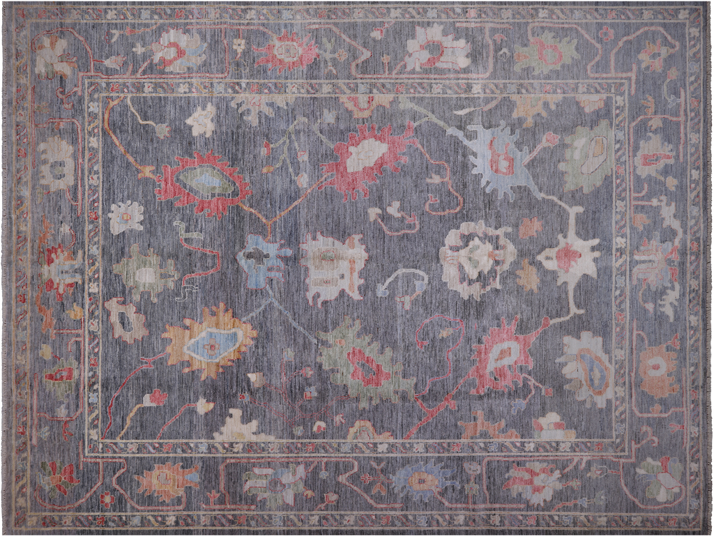 Grey 9' 3" X 12' 2" Turkish Angora Oushak Handmade Wool Rug - Q23997