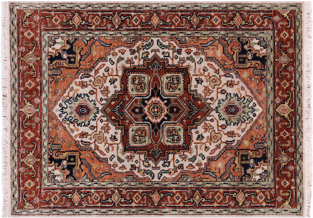 Ivory Heriz Serapi Hand Knotted Wool Rug 3' 0" X 4' 2" - Q23998