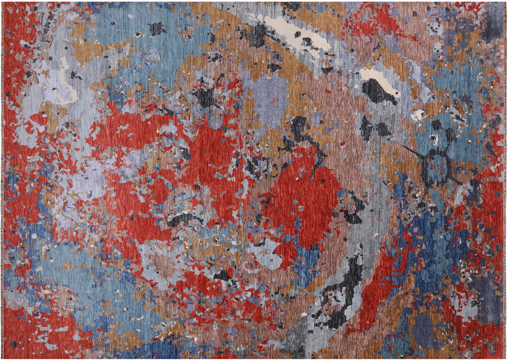 10' 0" X 14' 4" Abstract Handmade Wool & Silk Rug - Q24006